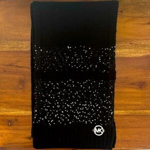 Michael Kors Black Knit Scarf with Sequins Fall/Winter Hat